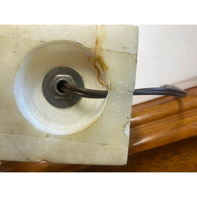 Pair of Mid Century Romanian Alabaster Marble Urn Table Lamps Neoclassical For Sale - Image 11 of 15