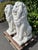 Classical Seated Lion Garden Statues in White Cast Stone, Set of 2 For Sale - Image 3 of 13