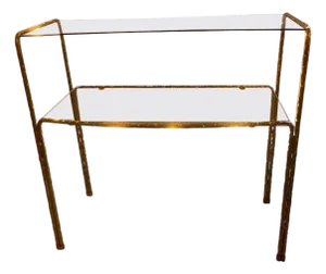 Brass and Smoked Glass Bombe Console Table, 1970s