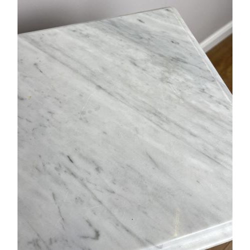 French Bedside Tables in Carved Oak with Marble Top, Set of 2 For Sale - Image 14 of 16