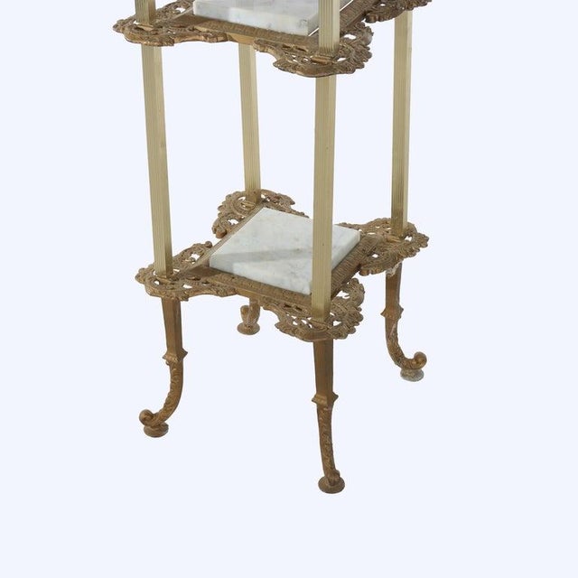 Victorian Bronzed Metal & Marble 3-Tier Plant Stand C1890 For Sale - Image 4 of 6