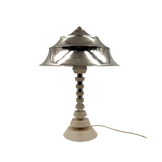 Silver Vintage Space Age Pagoda Table Lamp, France, 1970s For Sale - Image 8 of 10