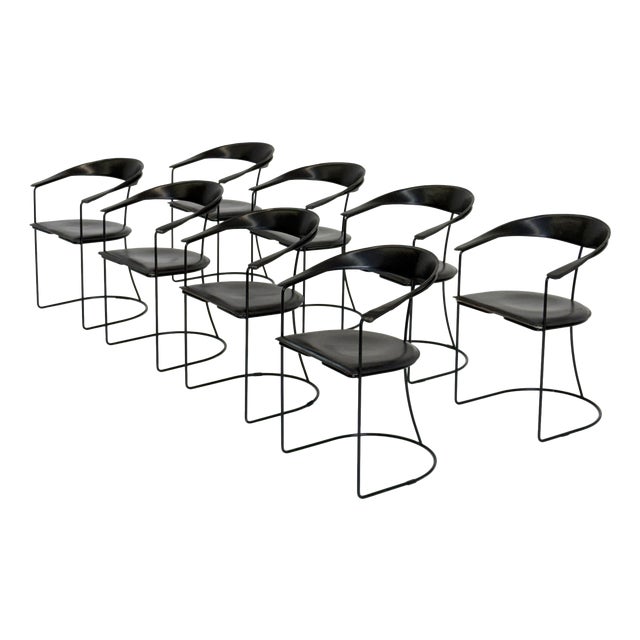 Vintage Ursala Dining Chairs in Black Leather from Arrben, Set of 8 For Sale