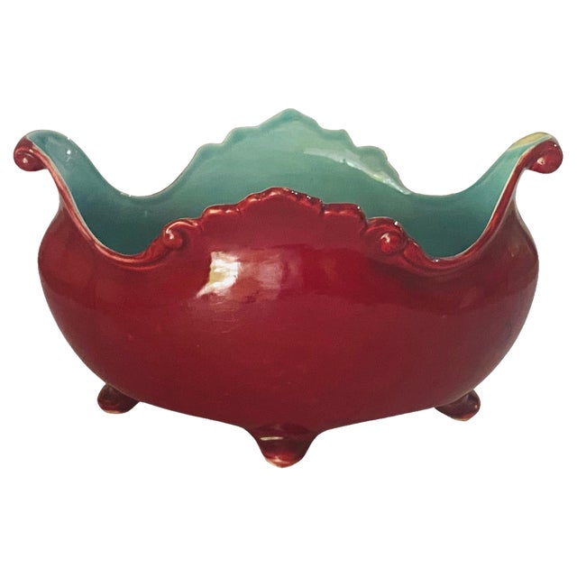 19th Century French Majolica Cache-Pot Jardinière with Blue and Purple Colors For Sale