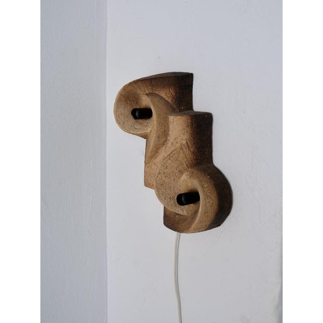 Brown Dutch Brutalist Ceramic Wall Sconce, 1960s For Sale - Image 8 of 11