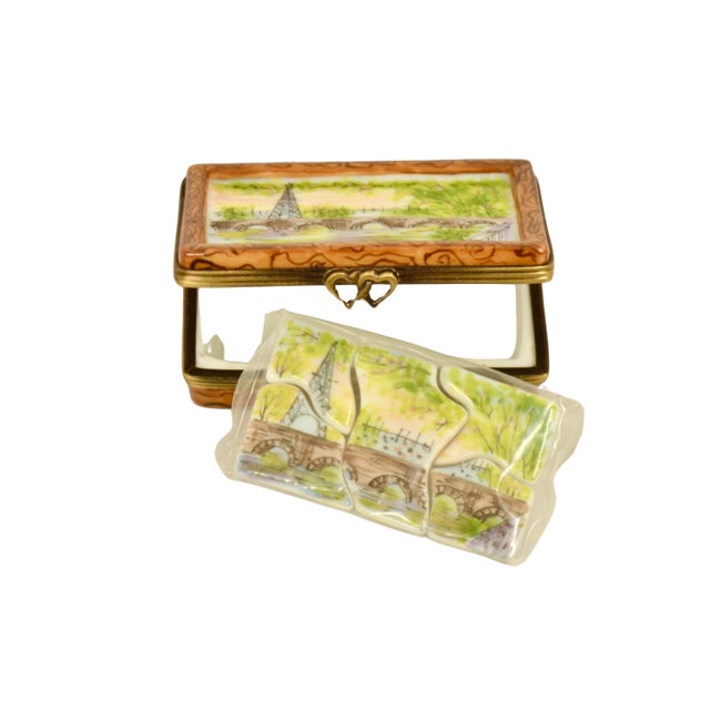 French Limoges Paris Scene Puzzle Accent Box For Sale - Image 3 of 6