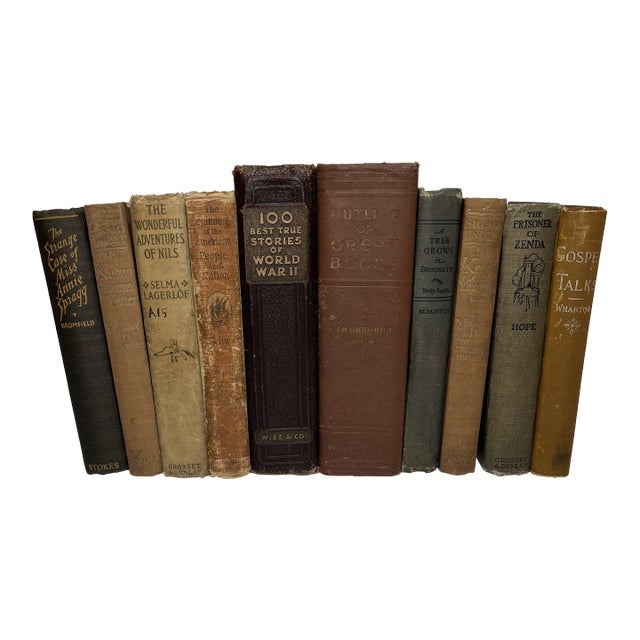 Browns and Tans Vintage Book Set - 10 Pieces For Sale