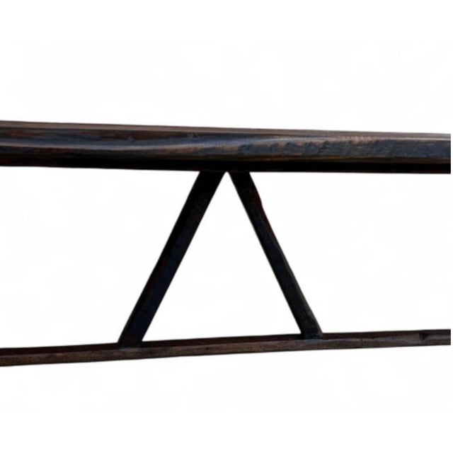 Rustic European Farmhouse Espresso Trestle Bench 96" For Sale In Columbia, SC - Image 6 of 9