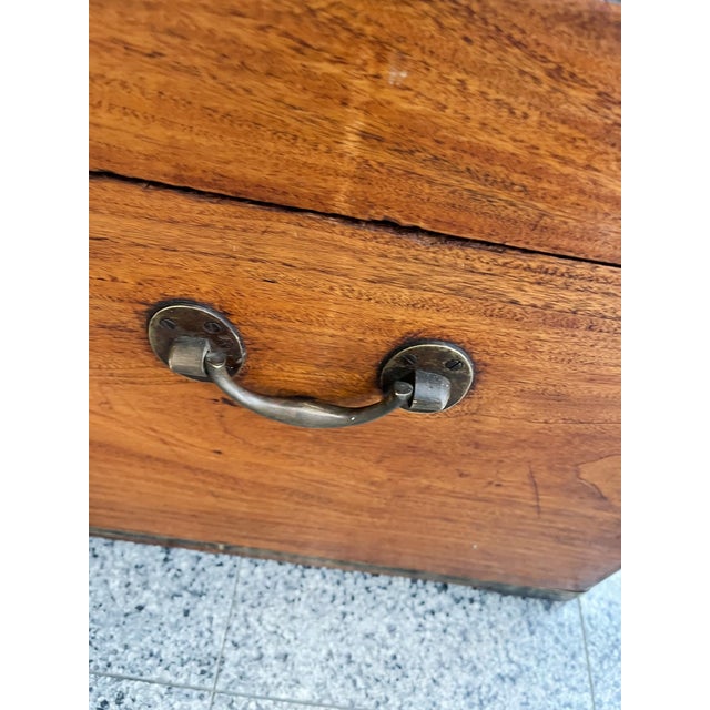 Burnt Orange Antique Brass-Trimmed Camphor Wood Chest For Sale - Image 8 of 12