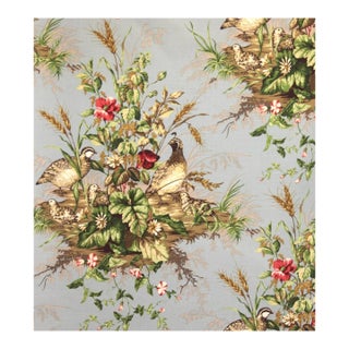 The House of Scalamandré Edwin'S Covey Linen Print Fabric, Multi on London Blue For Sale