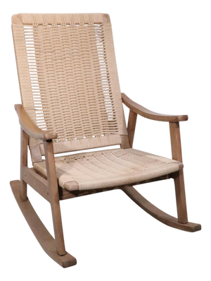 Mid Century Danish Style Rope and Wood Rocking Chair C. 1950/70's
