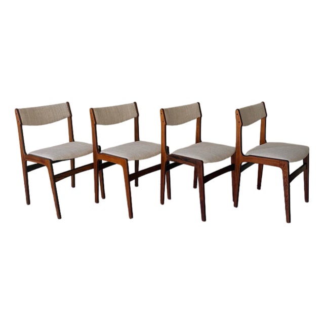 Danish Mid Century in Style of Erik Buch Rosewood Dining Chairs Set of 4 Scandinavian Vintage For Sale
