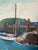 Vintage Impressionist Coastal Harbor Oil Painting on Canvas - Framed For Sale - Image 17 of 18