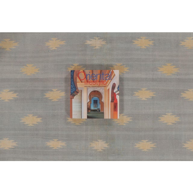 Gray Vintage Dhurrie Rug in Blue With Geometric Pattern in Blue With Beige-Brownfrom Rug & Kilim For Sale - Image 8 of 10