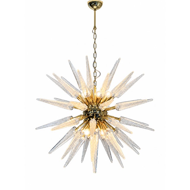 Not Yet Made - Made To Order Sputnik Pendant Light with 51 Clear Glass and Brass-Plated Metal Points from Justfurnituress SRL For Sale - Image 5 of 9
