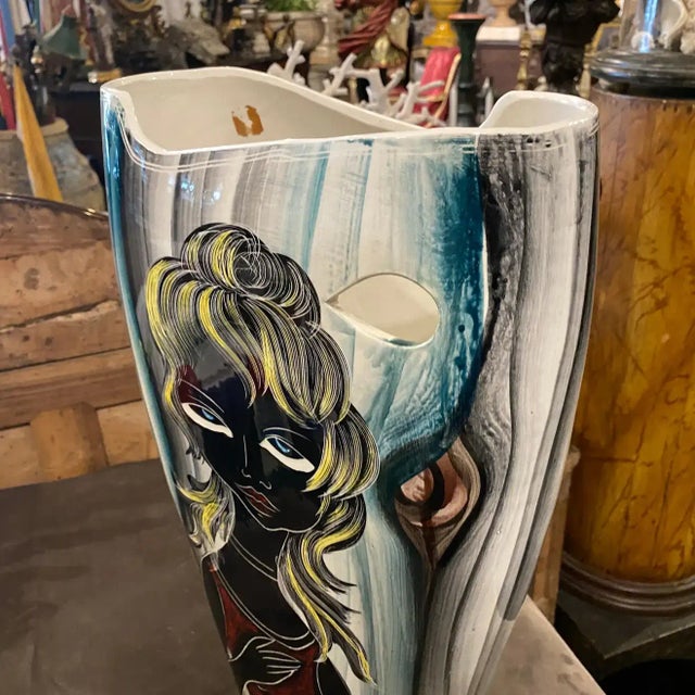 White 1950s Mid-Century Modern Ceramic Italian Umbrella Stand For Sale - Image 8 of 13