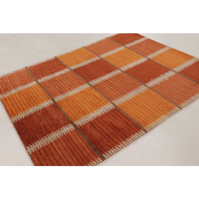 Mid-Century Modern Contemporary Scandinavian Style Geometric Wool Rug, by Rug & Kilim, India For Sale - Image 3 of 10