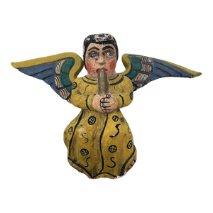Vintage Spanish Colonial Style Mexican Nashua Artisan Hand Carved Wood Angel