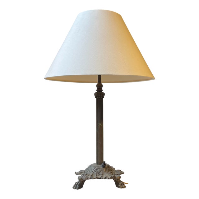 Antique Danish Brass Lion Paw Table Lamp, 1920s For Sale