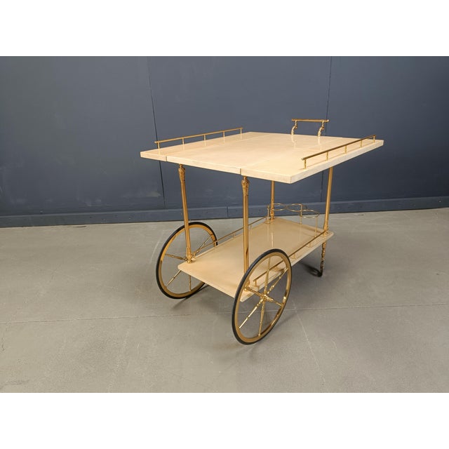 Italian Lacquered Serving Bar Cart by Aldo Tura, 1960s For Sale - Image 10 of 12