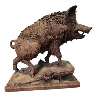 Antique Black Forest Carved Warthog Sculpture, 1880 For Sale