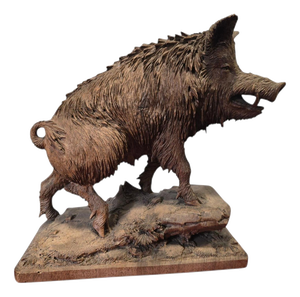 Antique Black Forest Carved Warthog Sculpture, 1880