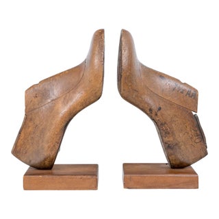 Antique Wooden Shoe Making Mold Bookends—A Pair For Sale