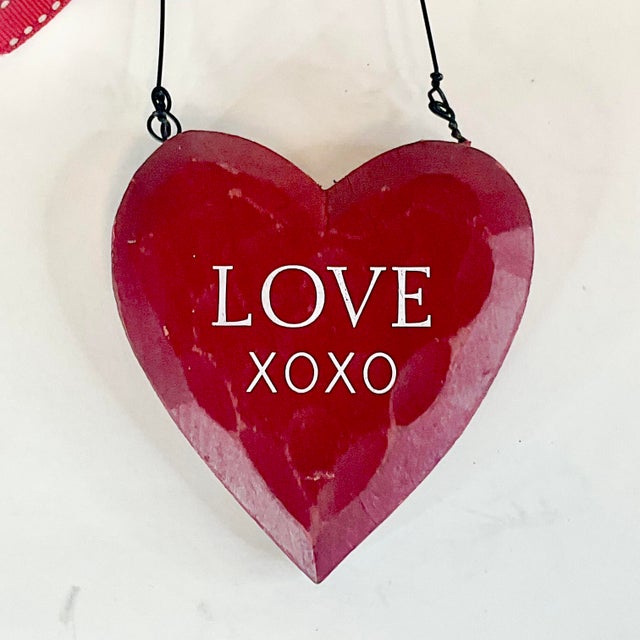 1980s Vintage Boho Chic Arts & Crafts Valentine “Love X O X O” Door Knob Hanger. For Sale - Image 4 of 8