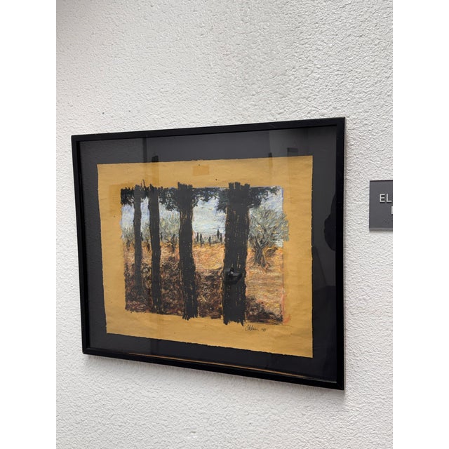 Design Plus Gallery presents a Circa 1991 Original Painting Signed by Artist Ohlun. This expressive mixed-media landscape...