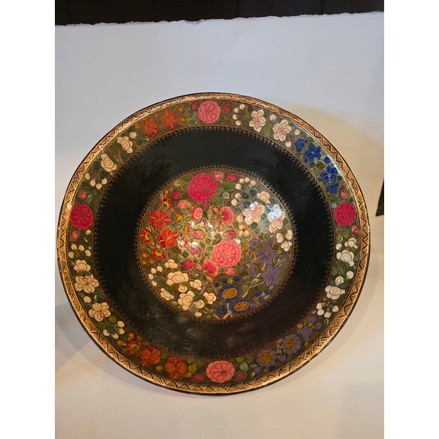 Large Kashmiri Laquerware Papier Mache Bowl and Picture Frame For Sale - Image 12 of 12