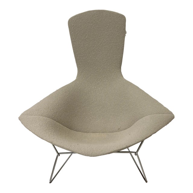 1960s Knoll Bertoia Bird Lounge Chair in Neutral Boucle For Sale