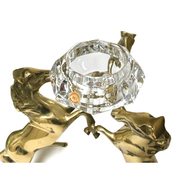 Unique Brass Three Horses holding Crystal Diamond Candle Holder Item Details: -Made of Brass and Crystal -Made in Korea...