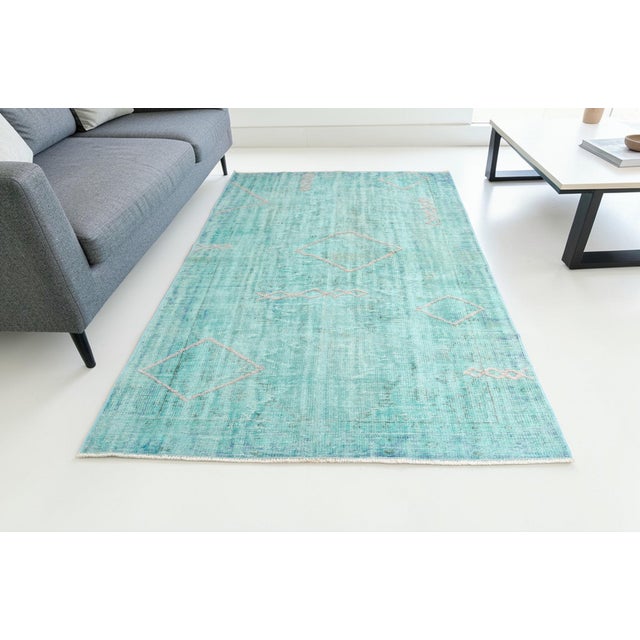 Turkish 1950s Turqouise Oushak Anatolian Rug For Sale - Image 3 of 10