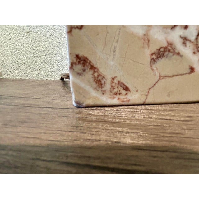 This lamp measures 12 inches tall 3.5 inches wide in a rectangular block formation. This lamp has made of Rosalia marble...