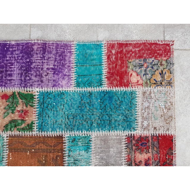 Blue Faded Vintage Turkish Runner Rug For Sale - Image 8 of 10