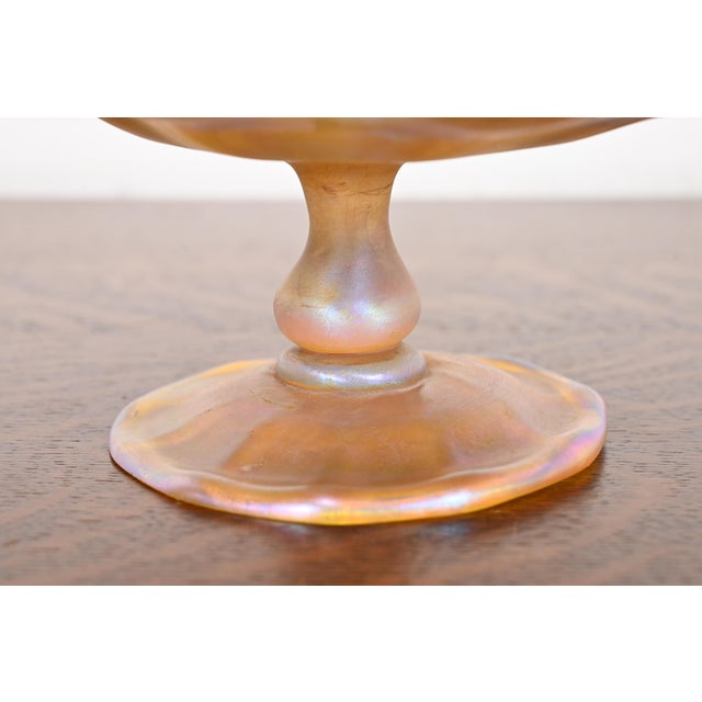 Early 20th Century Louis Comfort Tiffany Favrile Iridescent Art Glass Compote Dish or Tazza For Sale - Image 5 of 9