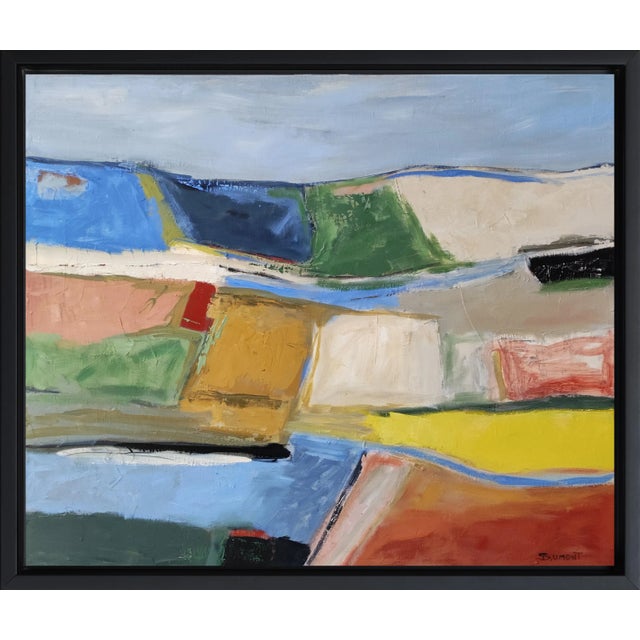 Chromatic Escape, Landscape Painting, Abstract, Modern, Framed by Sophie Dumont For Sale