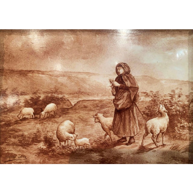 Wood 19th Century French Porcelain Plaques in Gilt Frames Signed L. Levy - a Pair For Sale - Image 7 of 12