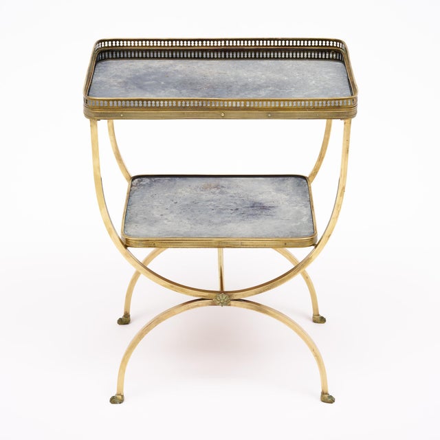 French Art Deco Period Brass and Mirrored Curule Table, Circa 1940 For Sale - Image 4 of 9