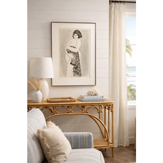 Vintage Figurative Ink & Wash Drawing – Framed Female Study, San Francisco Atelier, 30” For Sale In Los Angeles - Image 6 of 6