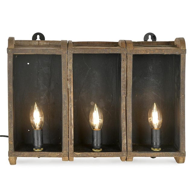 Wood Brick Molds Transformed Into Wall Lamp For Sale - Image 7 of 7