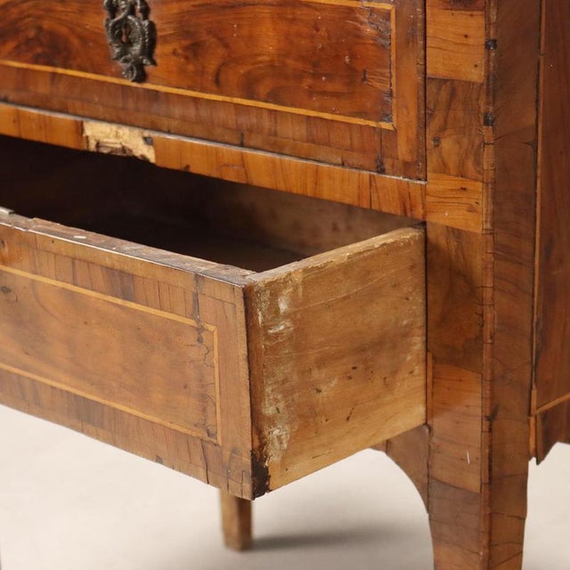 Baroque Bedside Table in Walnut and Maple For Sale - Image 3 of 10