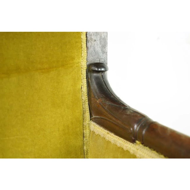 Mid 20th Century Antique European French Yellow Velvet & Wood Arm Chair For Sale - Image 4 of 10