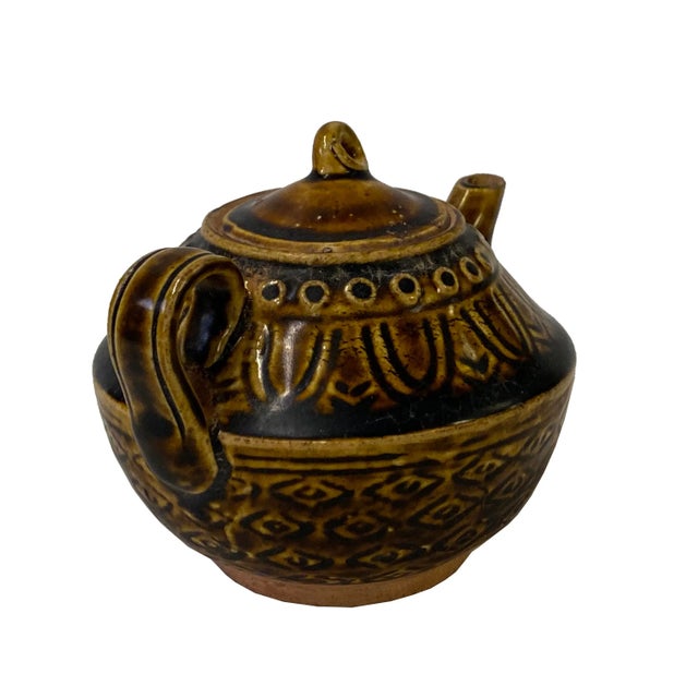 Chinese Ware Brown Glaze Pattern Ceramic Jar Vase Display Art For Sale - Image 4 of 7