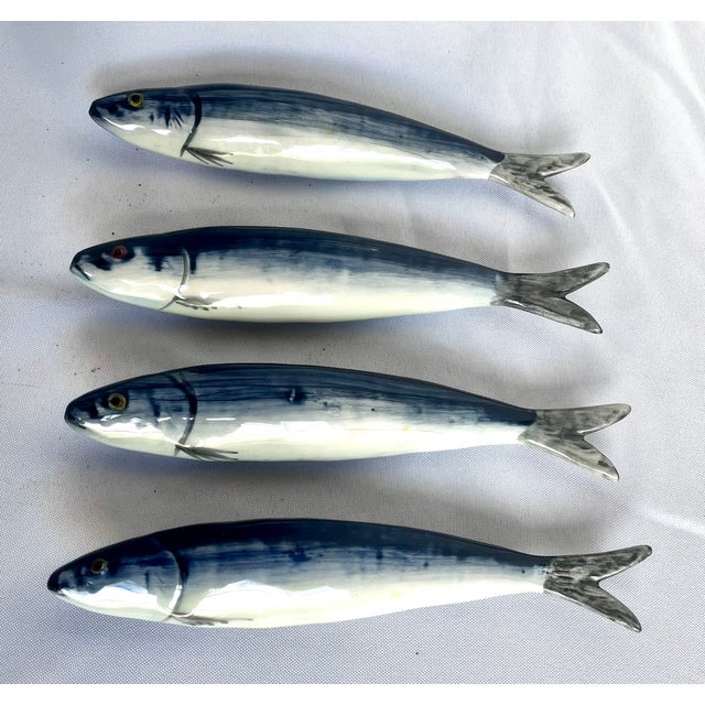 Blue Vintage Jay Willfred for Andrea by Sadek Ceramic Sardine Knife Rests - Set of 4 For Sale - Image 8 of 12