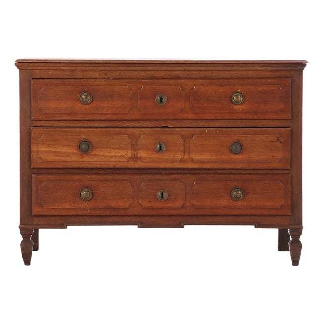 French Oak Commode, Hand-Carved, Louis XVI Style, Early 19th Century For Sale