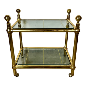 Vintage Brass and Glass Serving Trolley or Bar Cart Italy