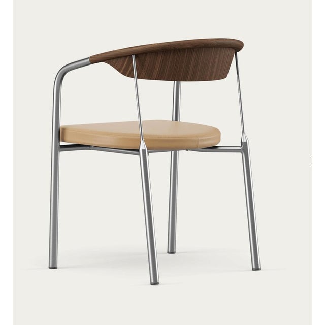 Contemporary Chairman Chair in Walnut with Upholstery in Sand by Henrik Tengler for One Collection For Sale - Image 3 of 15