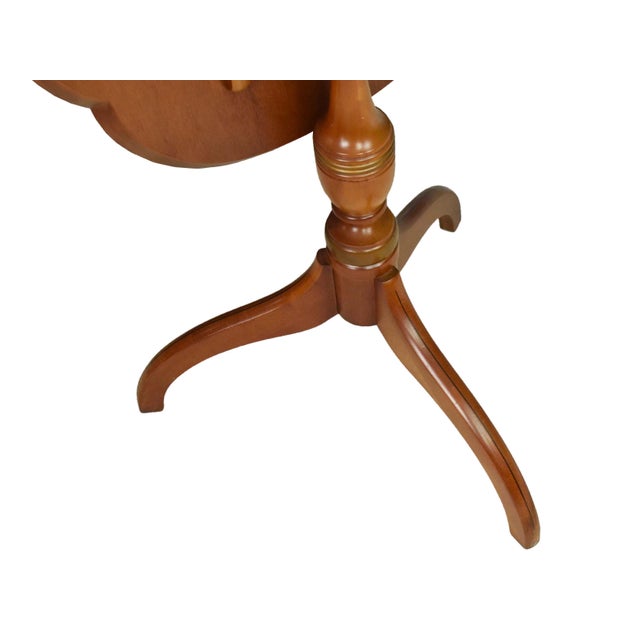 Mid 20th Century L. Hitchcock Harvest Stenciled Scalloped Edge Tilt-Top Candlestick Tea Side Table For Sale - Image 14 of 16