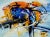 Abstract Orange and Blue Kinetics Abstract Oil Painting 2000s For Sale - Image 3 of 5